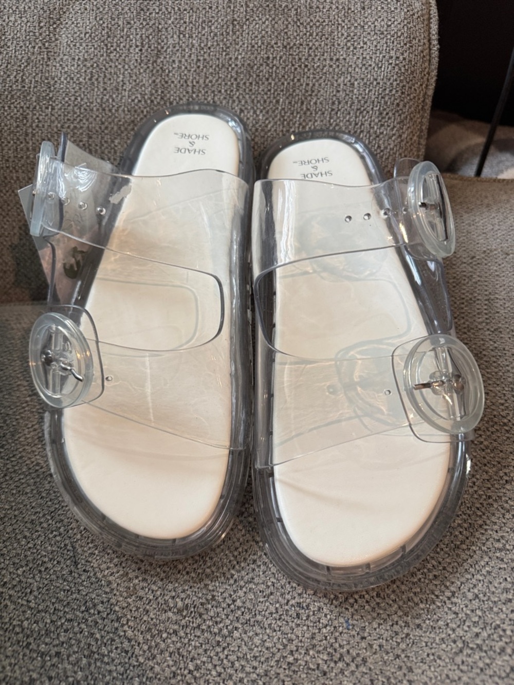 Shade & Shore Clear Double-Buckle Sandals - Picture 2 of 7